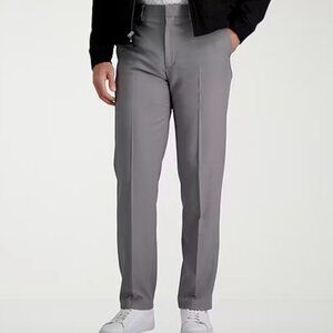 Haggar Premium Comfort Mens Straight Fit Dress Flat Front Pant, Grey Sz 30x32